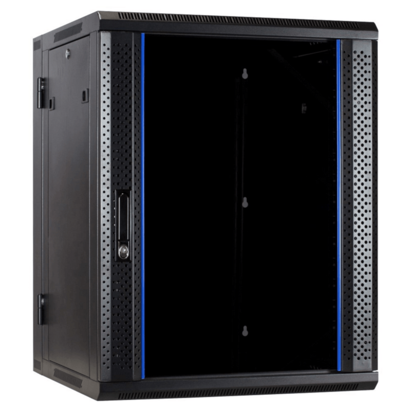 18 HE Serverschrank, wendbares Wandgehäuse mit Glastür (BxTxH) 600 x 600 x 900mm