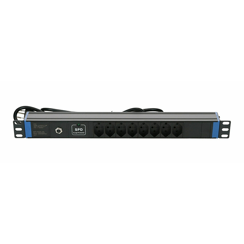 19" Schweizer Steckdosenleiste Surge Protection Device - 8-fach
