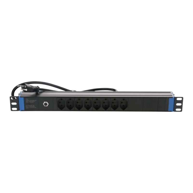 19" Schweizer Steckdosenleiste Surge Protection Overload - 8-fach