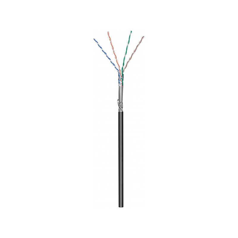 CAT6 Outdoor Netzwerkkabel, SF/UTP, AWG 26/7 (Flexibel), 100 Meter, Schwarz, CCA