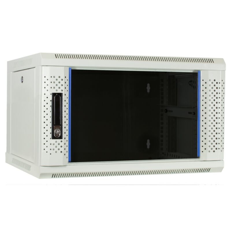6 HE Serverschrank, Wandgehäuse, mit Glastür, Weiß, (BxTxH) 600 x 450 x 367 mm 