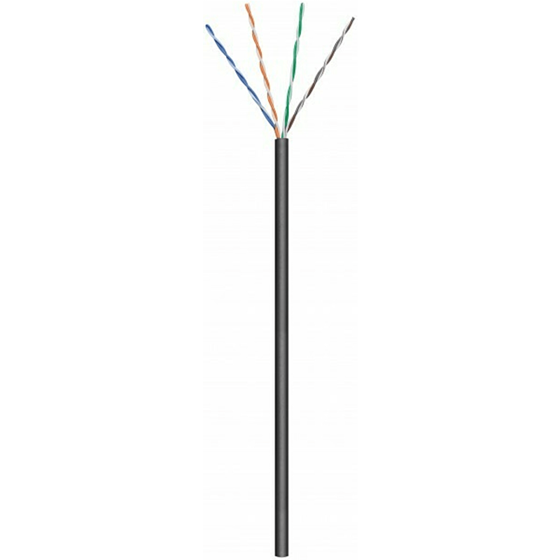 CAT6 Outdoor Netzwerkkabel, U/UTP, AWG 23/1 (Starrleiter), 100 Meter, Schwarz, CCA