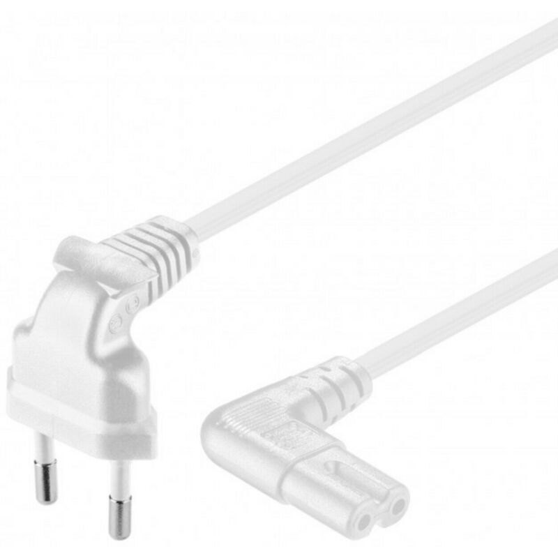 Stromkabel mit abgewinkeltem Eurostecker und abgewinkelter Gerätebuchse C7 – Weiß - 1,5 Meter