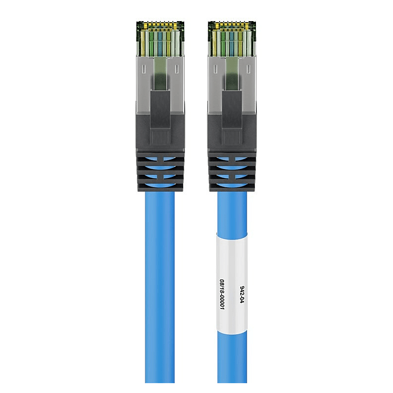 RJ45 Netzwerkkabel S/FTP (PiMF), mit CAT 8 Rohkabel, Blau, 3m