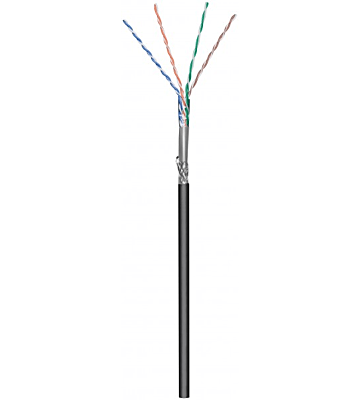 CAT6 Outdoor Netzwerkkabel, SF/UTP, AWG 26/7 (Flexibel), 305 Meter, Schwarz, CCA