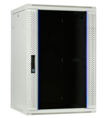 27 HE Serverschrank, Wandgehäuse mit Glastür (BxTxH) 600 x 600 x 1300mm weiß