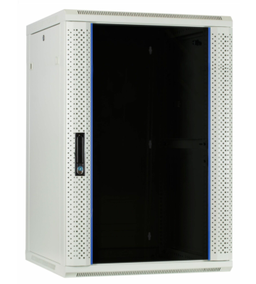 22 HE Serverschrank, Wandgehäuse mit Glastür (BxTxH) 600 x 600 x 1100mm weiß