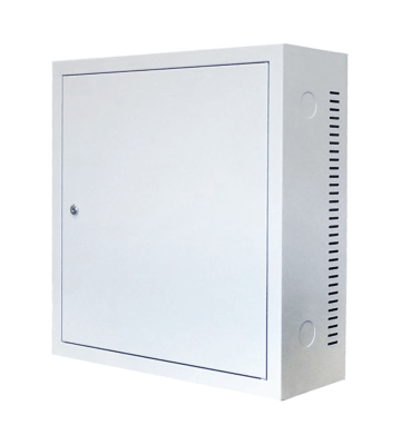 3HE Wandschrank Weiß mit Metalltür 185mm tief