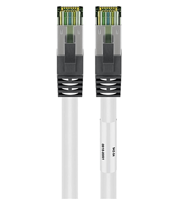 RJ45 Netzwerkkabel S/FTP (PiMF), mit CAT 8 Rohkabel, Weiß, 1m