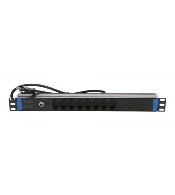 19" Schweizer Steckdosenleiste Surge Protection Overload - 8-fach