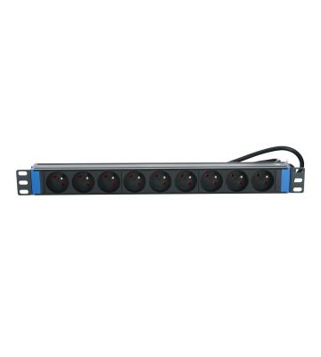 19” Steckdosenleiste 9-Fach mit Erdungsstift