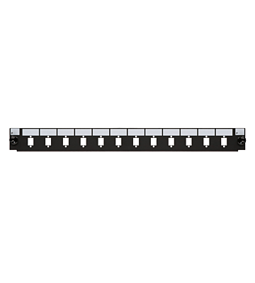 Frontplatte LC/SC 12-Port schwarz Duplex/Simplex, geeignet für universelle Glasfaserablage