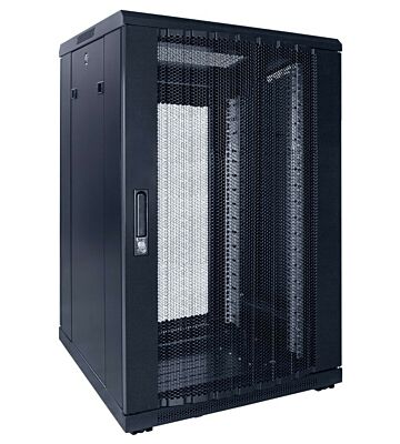 18 HE 19” Serverschrank, mit perforierter Fronttür (BxTxH) 600 x 600 x 1000mm