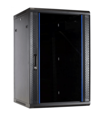 27 HE Serverschrank, Wandgehäuse mit Glastür (BxTxH) 600 x 600 x 1300mm
