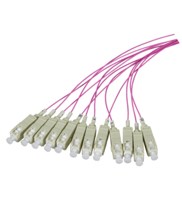 OM4 Glasfaser Pigtail lila LC - 12 Stück