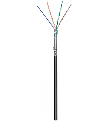 CAT6 Outdoor Netzwerkkabel, SF/UTP, AWG 23/1 (Starrleiter), 100 Meter, Schwarz, CCA