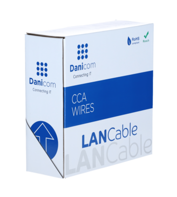 CAT5e Netzwerkkabel, SF/UTP, AWG 26/7 (Flexibel), 100 Meter, Grau, CCA 