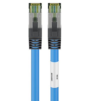 RJ45 Netzwerkkabel S/FTP (PiMF), mit CAT 8 Rohkabel, Blau, 5m