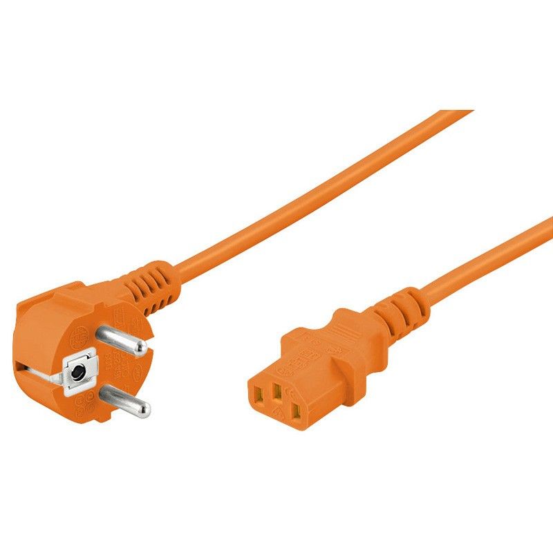 Stromkabel mit Schukostecker und Gerätebuchse C13 – Orange - 3 Meter