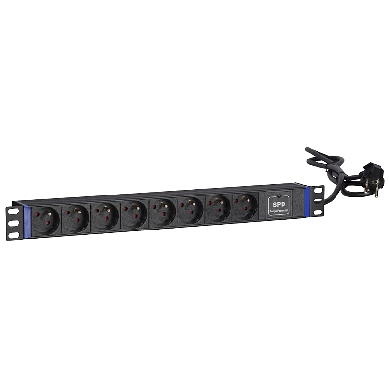 19” Steckdosenleiste - 8-fach - Surge Protection Device mit Erdungsstift