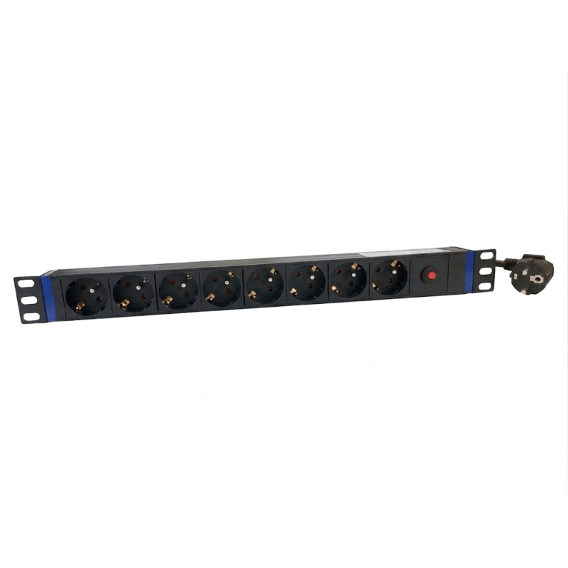 19" Steckdosenleiste - 8-fach - Master Overload mit Erdungsstift