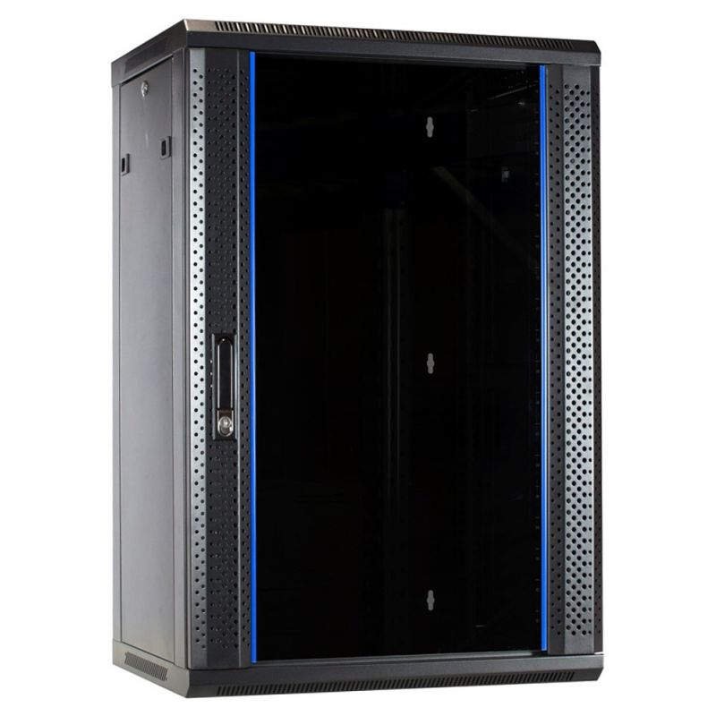 18 HE Serverschrank, Wandgehäuse, mit Glastür, nicht vormontiert (BxTxH) 600 x 450 x 900 mm
