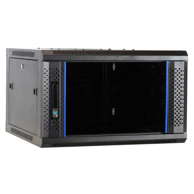 6 HE Serverschrank, Wandgehäuse, mit Glastür (BxTxH) 600 x 600 x 368mm