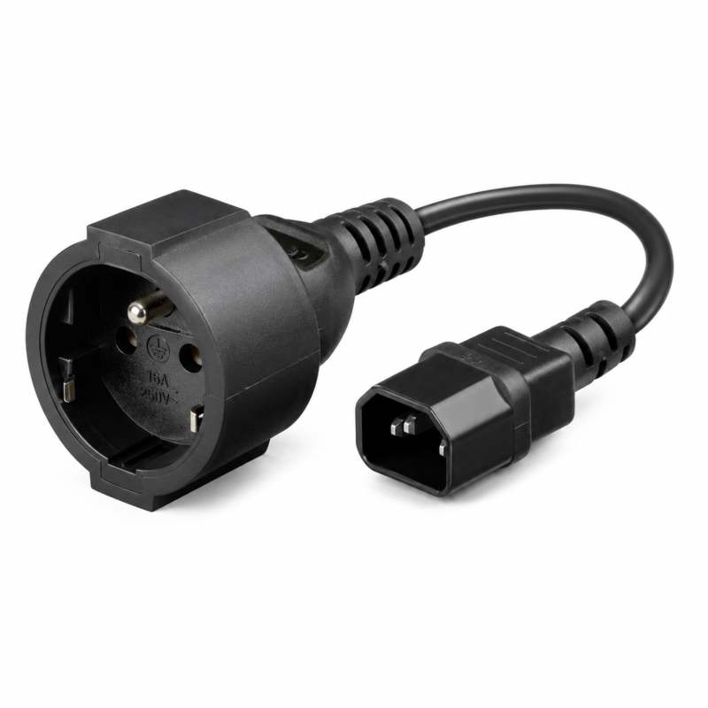 Stromkabel AC-Stecker auf C14 Typ E 0,15 m Adapter – Schutzkontakt
