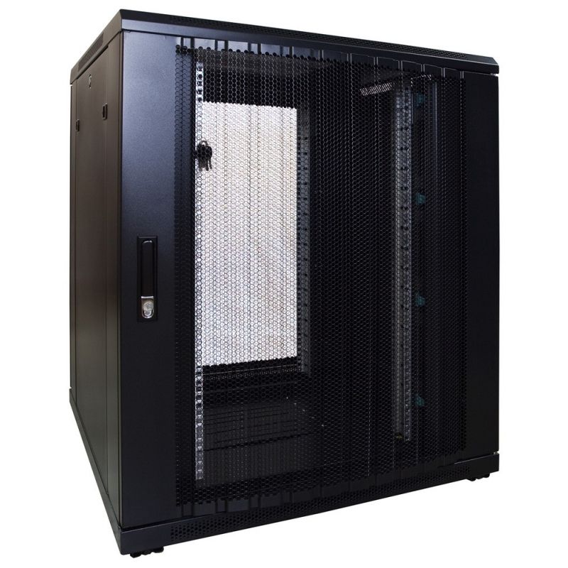 18 HE 19” Serverschrank, mit perforierter Fronttür (BxTxH) 800 x 800 x 1000mm