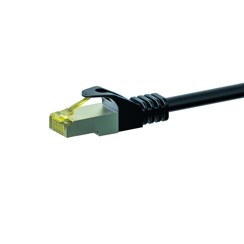 RJ45 Netzwerkkabel S/FTP (PiMF), mit CAT 7 Rohkabel, Schwarz, 0,50m