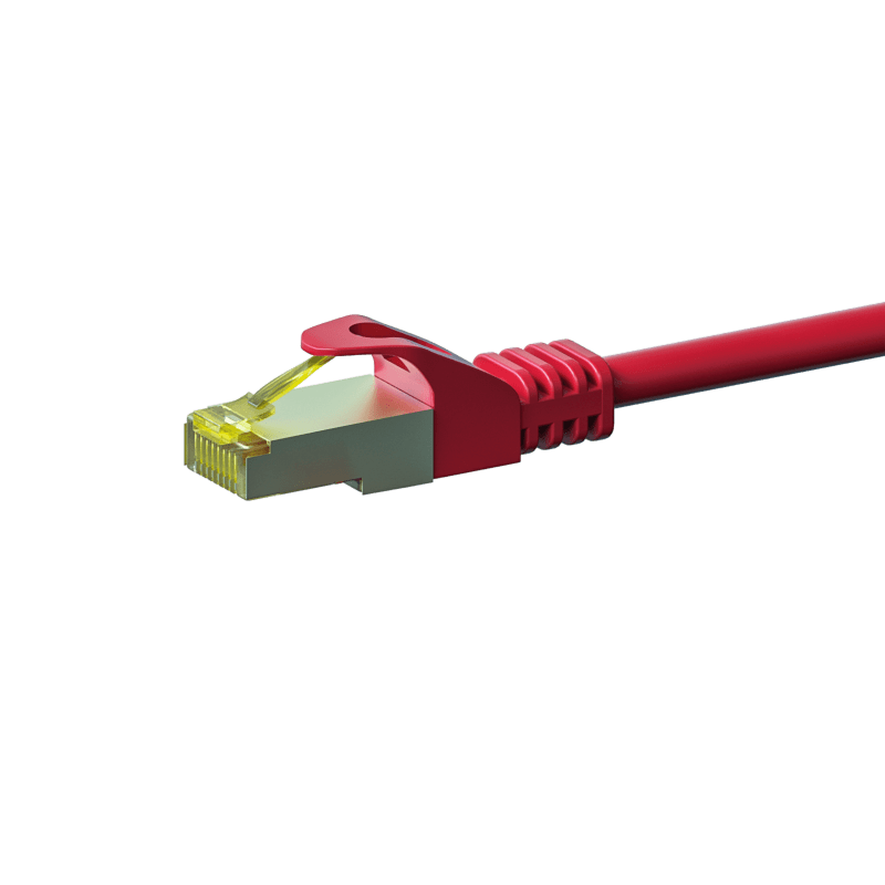 RJ45 Netzwerkkabel S/FTP (PiMF), mit CAT 7 Rohkabel, Rot, 1,50m