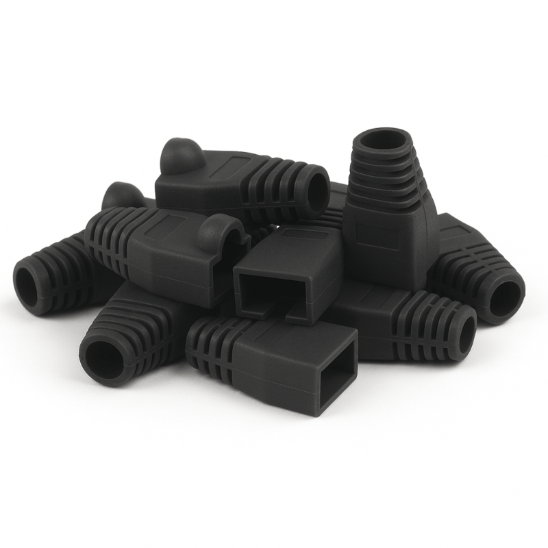 DANICOM RJ45 Kabeltülle Schwarz Groß - 10 Stück