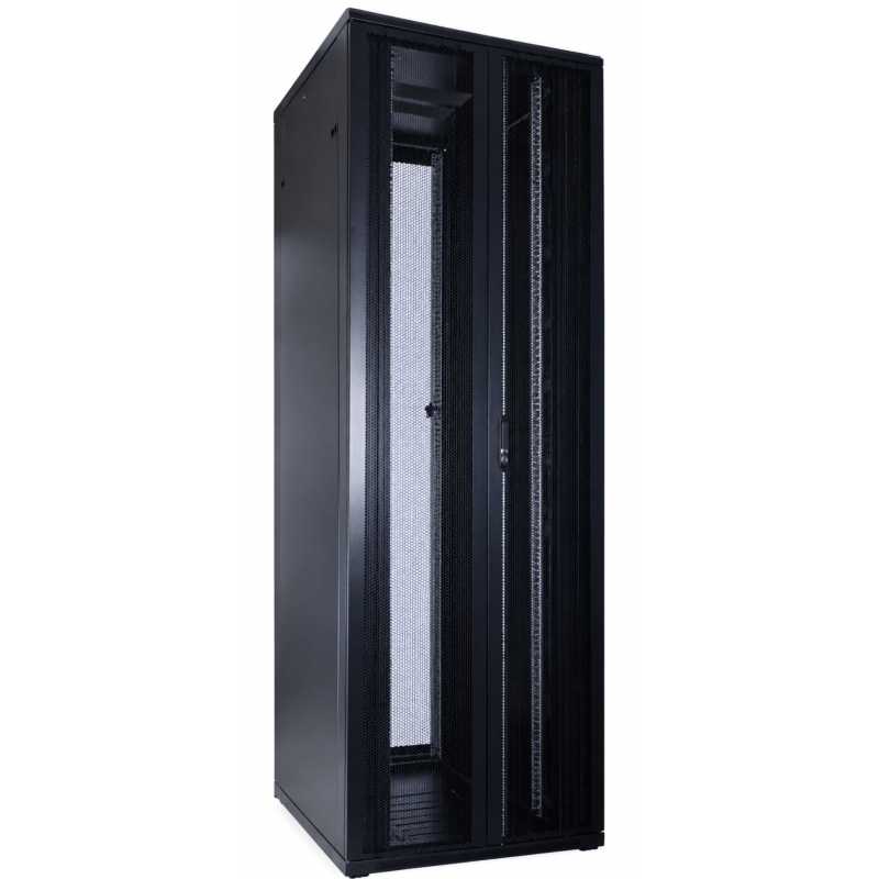 47 HE 19” Serverschrank, mit perforierten Doppelflügeltüren vorne und hinten (BxTxH) 800 x 1200 x 2200mm 