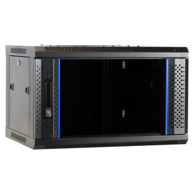 6 HE Serverschrank, Wandgehäuse, mit Glastür (BxTxH) 600 x 450 x 367mm