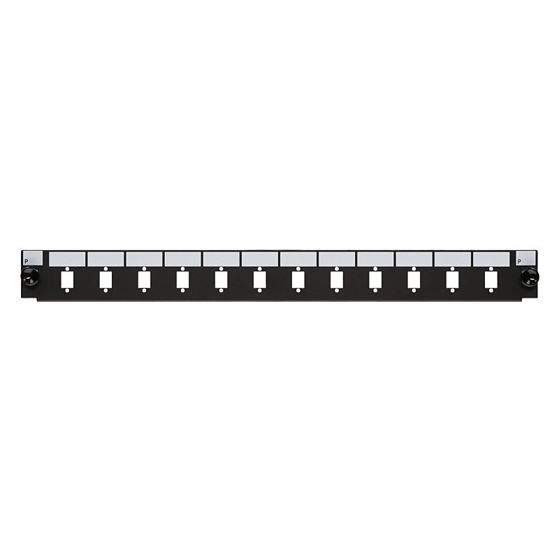 Frontplatte LC/SC 12-Port schwarz Duplex/Simplex, geeignet für universelle Glasfaserablage